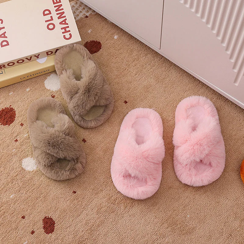 Children'S Woolen Slipper New Autumn And Winter Home Warm Fleece Thickened Non-Slip Boys And Girls Baby Cotton Slippers