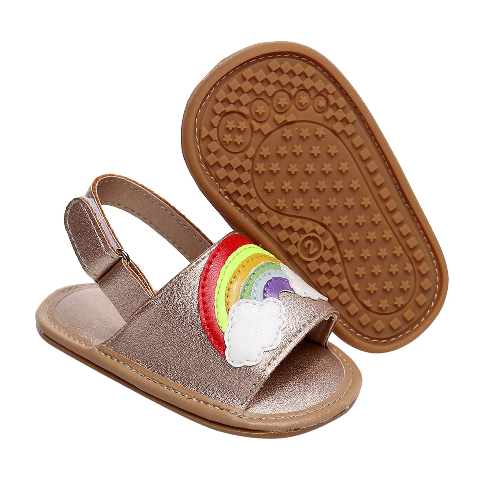 Infant Boys Girls Open Toe Rainbow Shoes First Walkers Shoes Summer Toddler Flat Sandals Baby Sandals Size 6