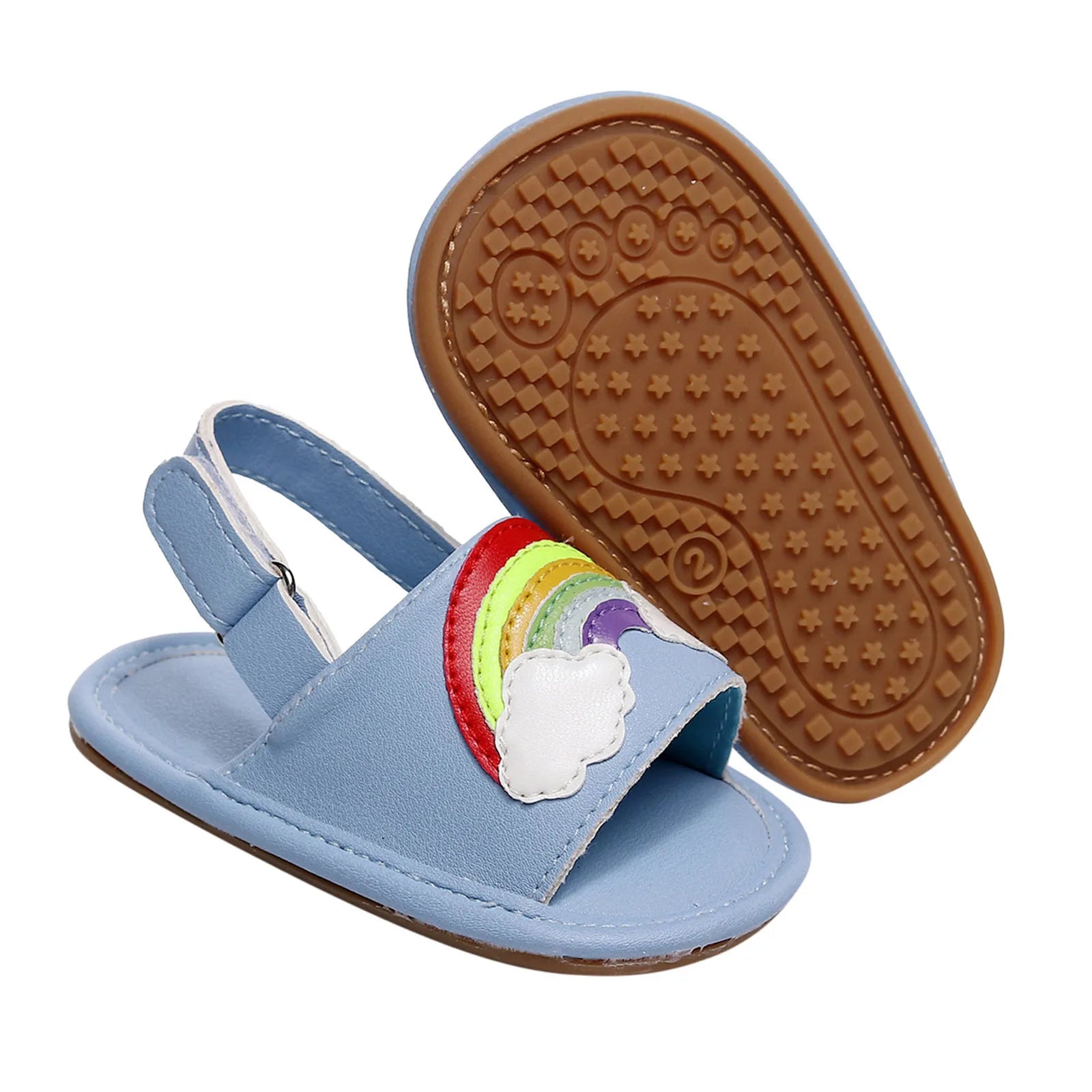 Infant Boys Girls Open Toe Rainbow Shoes First Walkers Shoes Summer Toddler Flat Sandals Baby Sandals Size 6