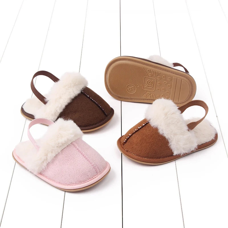 Winter and Autumn Baby Girl Boy Cotton Mop TPR Sole Anti Slip Solid Three Colors Warm Newborn Toddler Shoes First Walkers BC2345